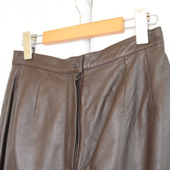 Lord & Taylor Brown Leather Barrel Pants Sz 4/6 - Picture 4 of 6